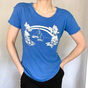 Madewell Blue Vintage Graphic Tee – XS – Laid-Back Coastal Vibes